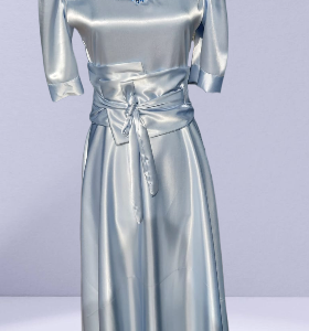 gaun satin panjang
